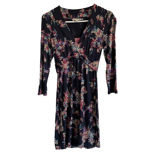 BODEN NAVY PATTERNED 3/4 SLEEVE DRESS - Picture 1 of 5